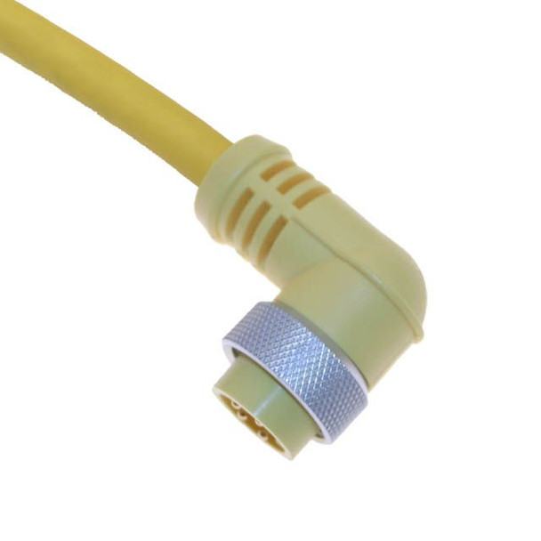 Mencom MIN-3MPX-12-R MIN Size I, Cordset, 3 Pole, Male Right Angle, 12 Ft, 10A, Yellow, PVC | American Cable Assemblies