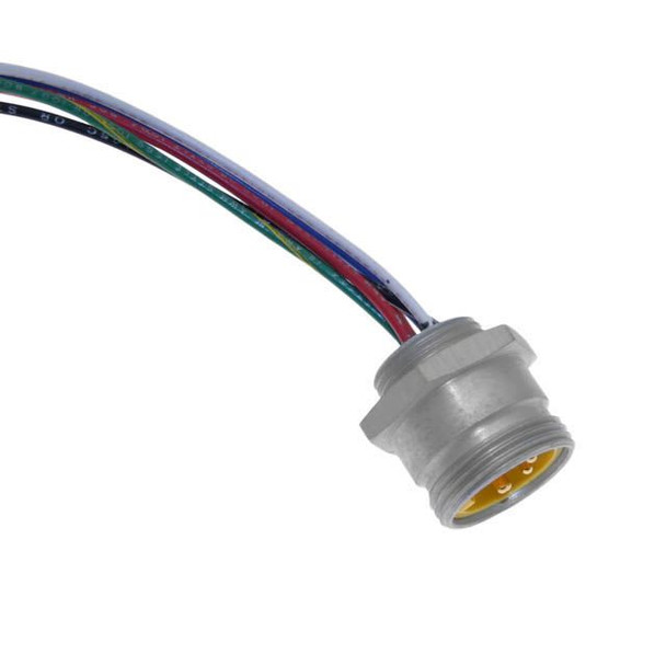 Mencom MIN-8MR2-1-PG13.5 MIN Size II, Receptacle, 8 Pole, Male Straight, 1 Ft, 16awg, 5A, PG13.5, Front Mount, Aluminum Clear Anodized | American Cable Assemblies