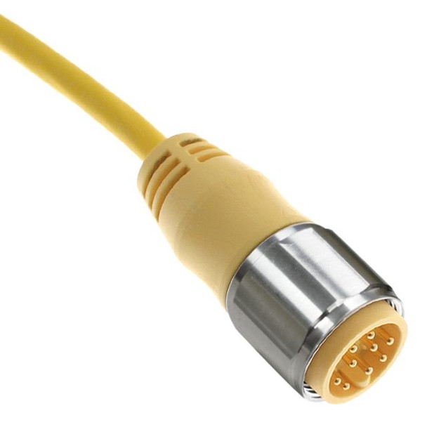 Mencom MIN-9MPX-30-SS MIN Size III, Cordset, 9 Pole, Male Straight, 30 Ft, 4A, Yellow, PVC, Stainless Steel | American Cable Assemblies