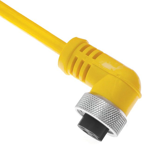 Mencom MINC-3FPX-2M-R MIN Size I, Cordset, 3 Pole, Female Right Angle, 2M, 10A, Yellow, PVC, European Cenelec | American Cable Assemblies