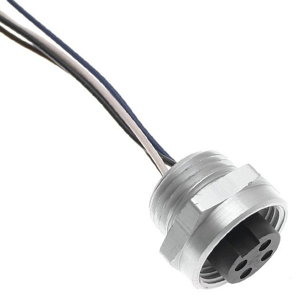 Mencom MINC-3FR-1-18-M16 MIN Size I, Receptacle, 3 Pole, Female Straight, 1 Ft, 18awg, European Cenelec, 10A, M16, Front Mount, Aluminum Clear Anodized | American Cable Assemblies