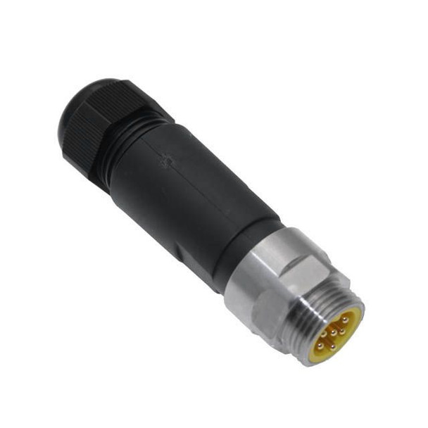 Mencom MIN-4MPM-FWX-SS MIN Size I, 4 Pole, Male Straight with Male Threads, Field Wireable, Stainless Steel, 8-17mm | American Cable Assemblies