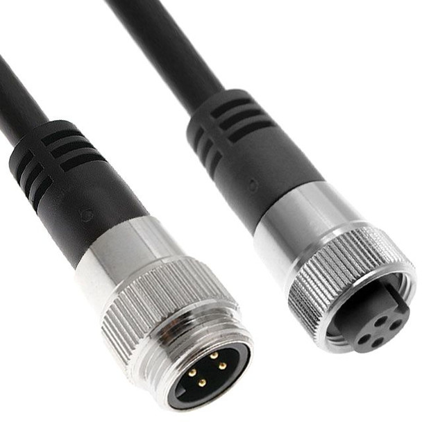 Mencom MINHW-4MFP-15M-C011 MIN Power Size I, Cordset, 4 Pole, Male Straight / Female Straight, 15m, 15A, Black, TPE, TC-ER, FT4 | American Cable Assemblies