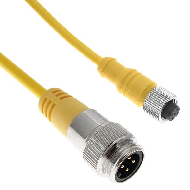 Mencom MINEDC-4MFP-0.3M MIN Size I, Cordset, 4 Pole, Male Straight / MDC Female Straight, 0.3M, 4A, Yellow, PVC, European | American Cable Assemblies