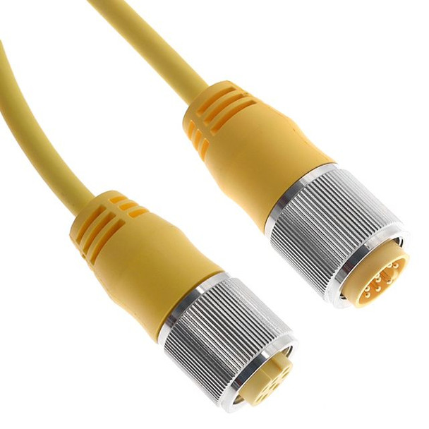 Mencom MINH-7MFPX-2M MIN Power Size I, Cordset, 7 Pole, Male Straight / Female Straight, 2m, 12/1A or 9/5A, Yellow, PVC | American Cable Assemblies