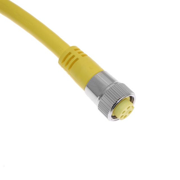 Mencom MINM-5FP-12 MIN Size I, Cordset, Shielded Cable, Not shielded to coupling nut, 5 Pole, Female Straight, 12 Ft, 8A, Yellow, PVC | American Cable Assemblies