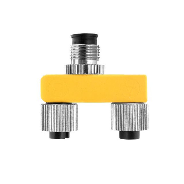 Mencom MDC-45YFF MDC, Splitter, 4 Pole, Male to 2 5 Pole Females, 4A, Yellow, PVC | American Cable Assemblies