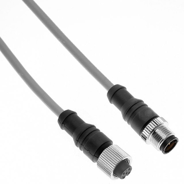 Mencom MDC-4MFP-2M-GY MDC, Cordset, 4 Pole, Male Straight / Female Straight, 2M, 4A, Gray, PVC, Nickel Plated Brass | American Cable Assemblies