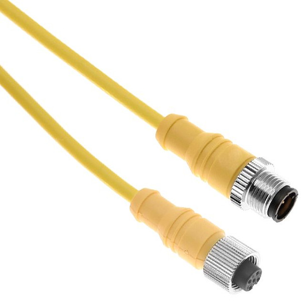 Mencom MDCM-8MFP-1M MDC, Cordset, Shielded Cable, Not shielded to coupling nut,8 Pole, Male Straight / Female Straight, 1M, 2A, Yellow, PVC, Nickel Plated Brass | American Cable Assemblies
