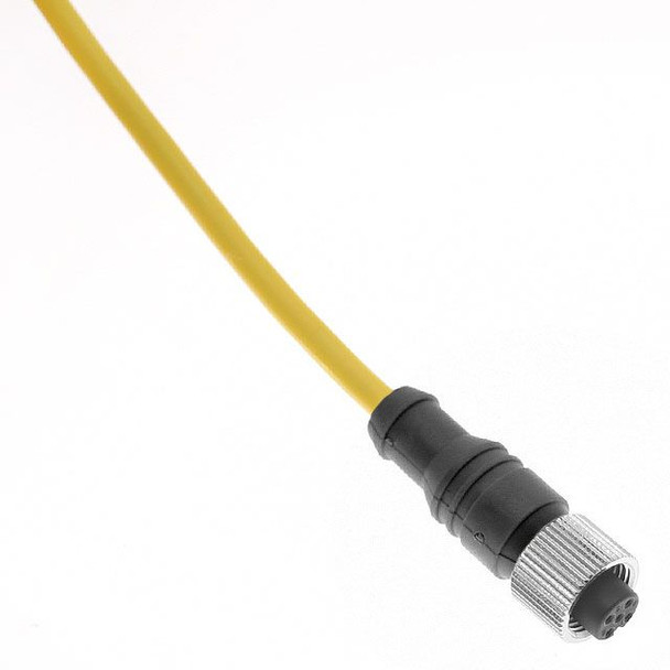 Mencom MDCM-4FSP-5M MDC, Cordset, Shielded to Coupling Nut, 4 Pole, Female Straight, 5M, 4A, Yellow, PVC, Nickel Plated Brass | American Cable Assemblies