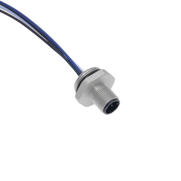 Mencom MDC-2MR-PG11-18 MDC, Receptacle, 2 Pole, Male Straight, 1Ft, 18awg, 4A, PG11, Front Mount, Aluminum Clear Anodized | American Cable Assemblies