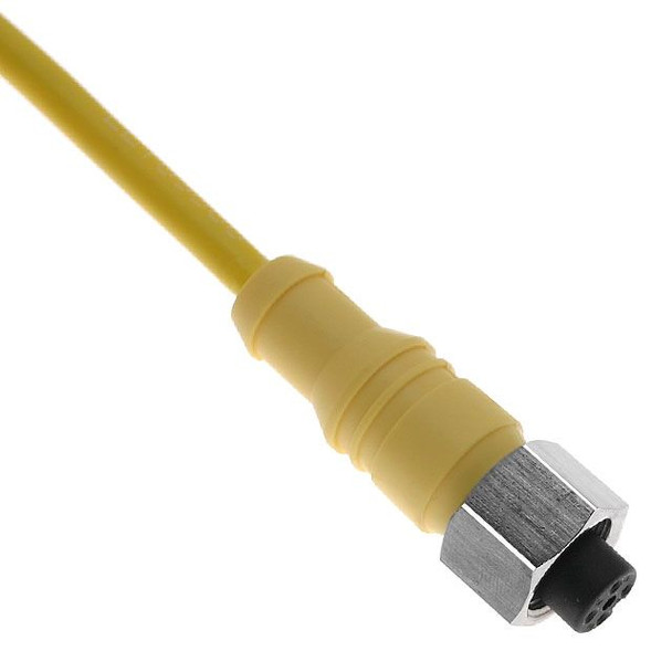 Mencom MDC-3FP-1M-SS MDC, Cordset, 3 Pole, Female Straight, 1M, 4A, Yellow, PVC, Stainless Steel | American Cable Assemblies
