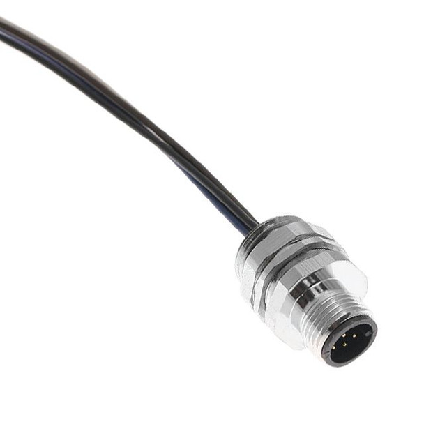 Mencom MDC-5MR-FLPG9 MDC, Receptacle, 5 Pole, Male Straight, 1Ft, 22awg, 4A, PG9, Front Mount with Front Lock Nut, Nickel Plated Brass | American Cable Assemblies