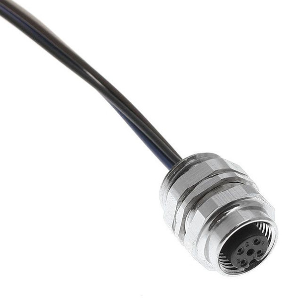 Mencom MDC-5FR-FLPG9 MDC, Receptacle, 5 Pole, Female Straight, 1Ft, 22awg, 4A, PG9, Front Mount with Front Lock Nut, Nickel Plated Brass | American Cable Assemblies