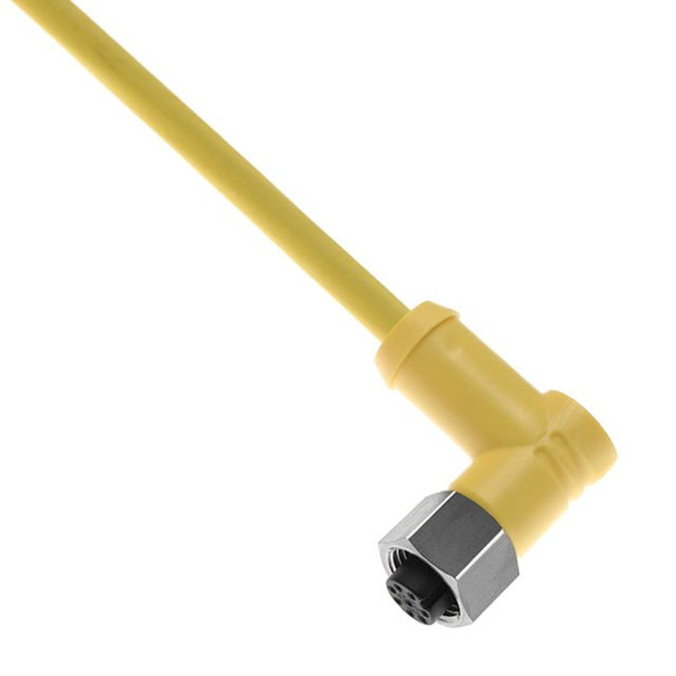Mencom MDCW-4FP-4M-R-SS MDC, Cordset, 4 Pole, Female Right Angle, 4M, 4A, Yellow, TPE, Stainless Steel | American Cable Assemblies