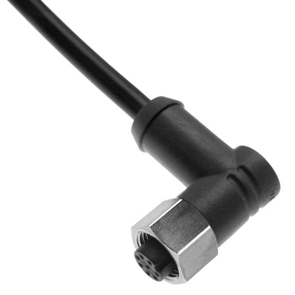 Mencom MDCWF-4FP-1M-R-SS MDC, Hi-Flex, Cordset, 4 Pole, Female Right Angle, 1M, 4A, Black, TPE, Stainless Steel | American Cable Assemblies
