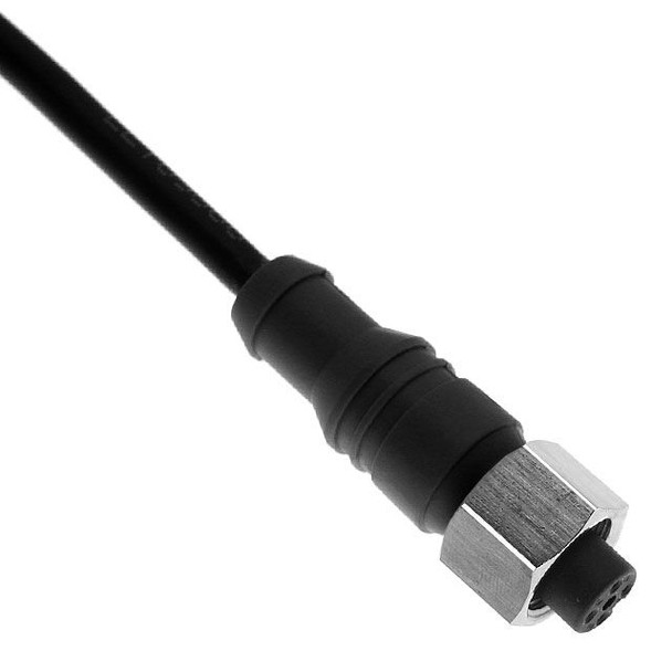 Mencom MDCWF-4FP-2M-SS MDC, Hi-Flex, Cordset, 4 Pole, Female Straight, 2M, 4A, Black, TPE, Stainless Steel | American Cable Assemblies