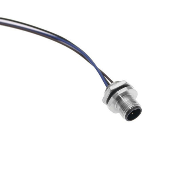 Mencom MDC-8MR-4-2M MDC, Receptacle, 8 Pole, Male Straight, 2M, 24awg, 2A, .25-NPT, Front Mount, Nickel Plated Brass | American Cable Assemblies