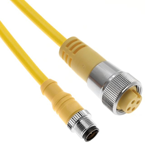 Mencom MDCIN-5MFPX-10M MDC, Cordset, 5 Pole M12 Male Straight / 7/8UN2 Female Straight, 10M, 18 awg, 4A, Yellow, PVC | American Cable Assemblies