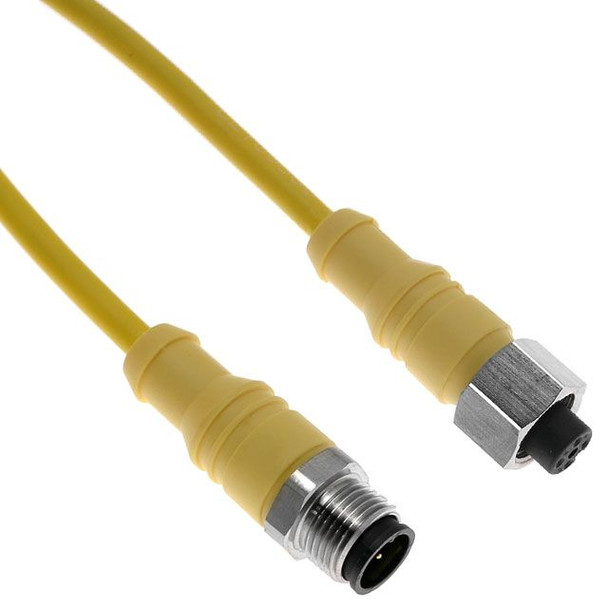 Mencom MDCP-5MFP-2M-SS MDC, Cordset, 5 Pole, Male Straight / Female Straight, 2M, 4A, Yellow, PUR, Stainless Steel | American Cable Assemblies