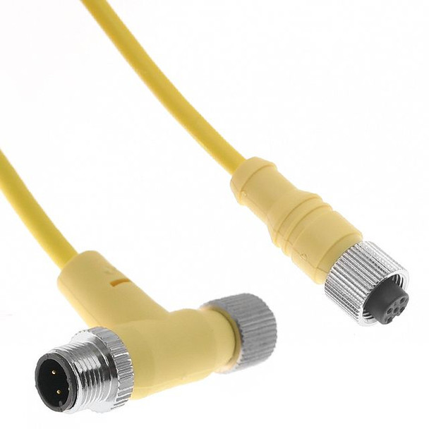 Mencom MDC-T-4MFPF-1M MDC,"T" Connector, Cordset, 4 Pole, Male Straight / 2 Female Straight, 1M, 4A, Yellow, PVC, Nickel Plated Brass | American Cable Assemblies