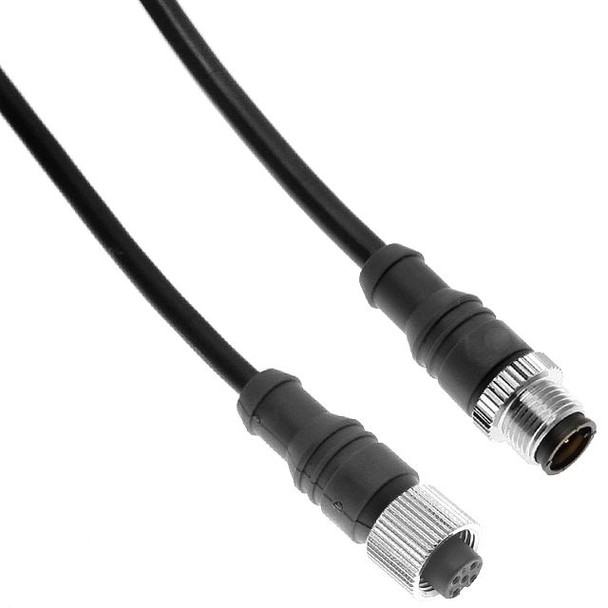 Mencom MDCPM-12MFP-2M-B MDC, Cordset, Shielded Cable, Not shielded to coupling nut,12 Pole, M12 Male Straight / Female Straight, 2M, 2A, Black, PUR, Nickel Plated Brass | American Cable Assemblies