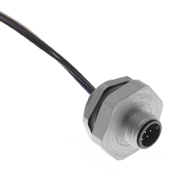 Mencom MDC-10MR-PG13.5-0.5M MDC, Receptacle, 10 Pole, Male Straight, 0.5M, 24awg, 2A, PG 13.5, Front Mount, Aluminum Clear Anodized | American Cable Assemblies