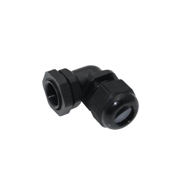 Mencom PCGA-13.5R-B PG13.5, Plastic Right Angle Cable Glands, Black, 0.273 - 0.468 | American Cable Assemblies