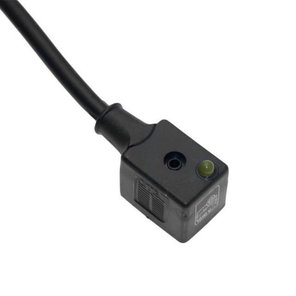 Mencom VDC-220-00 Solenoid Valve Connectors, Cordset, 3 Pole, ISB 11mm, 2 Meters, 50V, 10A, LED w/Flyback Diode | American Cable Assemblies