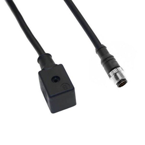 Mencom VDN-220-3401 Solenoid Valve Connectors, Cordset, 3 Pole, ISB 11mm, with 4 Pole M12 Male Straight, 2 Meters, 250V, 4A | American Cable Assemblies
