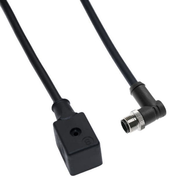 Mencom VDN-A20-3502 Solenoid Valve Connectors, Cordset, 3 Pole, ISB 11mm, with 5 Pole M12 Male Right Angle, 10 Meters, 250V, 4A | American Cable Assemblies