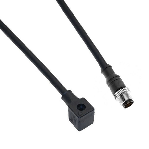 Mencom VEN-230-3501 Solenoid Valve Connectors, Cordset, 4 Pole, ISC 9.4mm, with 5 Pole M12 Male Straight, 2 Meters, 250V, 4A | American Cable Assemblies