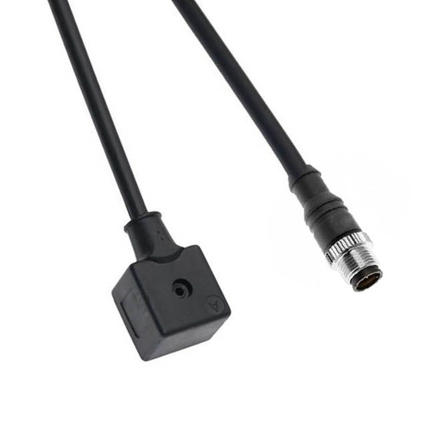 Mencom VAN-520-3401 Solenoid Valve Connectors, Cordset, 3 Pole, Form A 18mm, with 4 Pole M12 Male Straight, 5 Meters, 250V, 4A | American Cable Assemblies