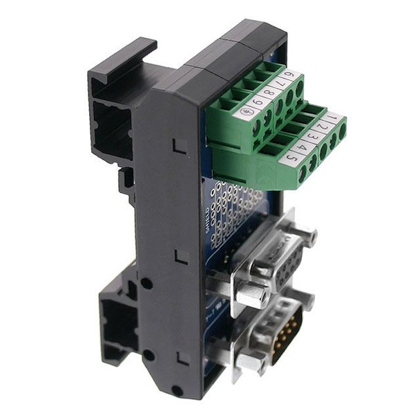 Mencom T35-DB09MF-TB T35 DIN Rail Modules with 9 Pin Male/Female D-Sub and Terminal Block | American Cable Assemblies