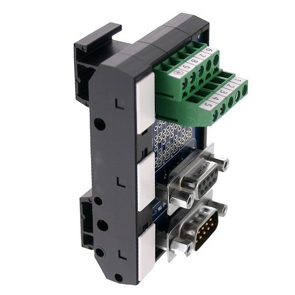 Mencom T35-DB09MF-TB-MC T35 DIN Rail Modules with 9 Pin Male/Female D-Sub, Terminal Block and Marker Cap | American Cable Assemblies