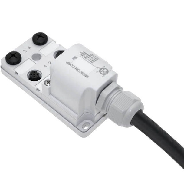 Mencom JDC-4A0-017-C050 JDC Junction Blocks, 5 Pin Straight Wired, 4 Port, No Led, 5 Meters of Home Run Cable | American Cable Assemblies