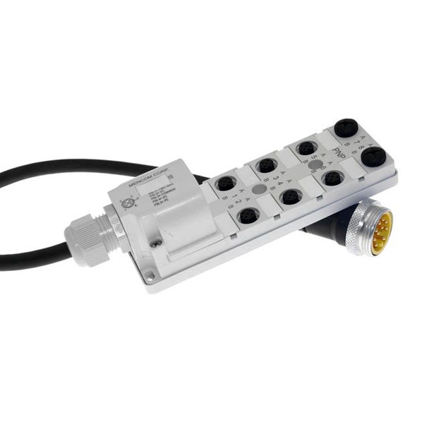 Mencom JDN-850-005-M003 DeviceNet Block Junction Blocks, 5 Pin, 8 Port, DeviceNet, MIN Size I 0.3 Meters Home Run Connector | American Cable Assemblies
