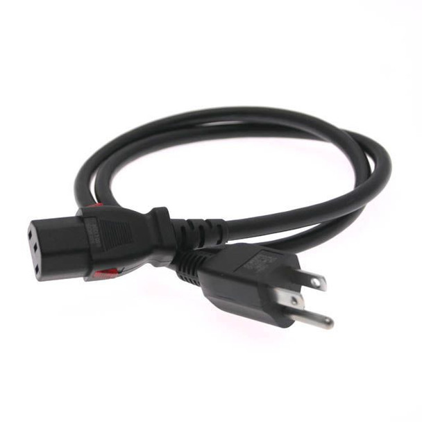 Mencom D-515-C13L-03 NEMA 5-15 to Locking C13 Cordset, 3 Ft, 16 AWG/3C SJT, 10A/125V | American Cable Assemblies