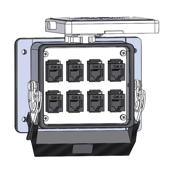 Mencom RJ45-8-32LS Panel Interface Connector with, (8) RJ45, in a 32LS housing | American Cable Assemblies