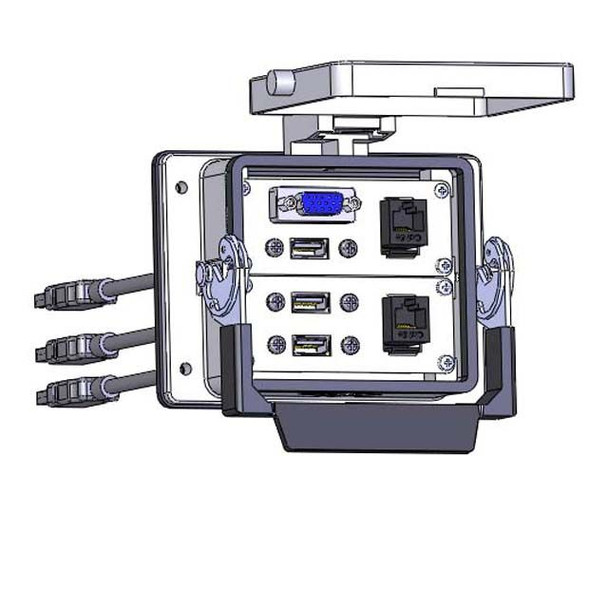 Mencom DDB15F-2RJ45-3USB-10-32 Panel Interface Connector with, DDB15F, 2 RJ45 and, 3 USB-10, in a 32 housing | American Cable Assemblies
