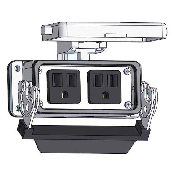 Mencom DP1-2-16LS Panel Interface Connector with (2) Simplex outlets, in a 16LS housing | American Cable Assemblies