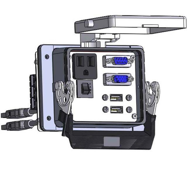 Mencom DP1-DB9-DDB15-2USB-03-R-32LS Panel Interface Connector with Simplex outlet, DB9, DDB15, (2) USB-03, and a 3amp reset, in a 32 housing | American Cable Assemblies