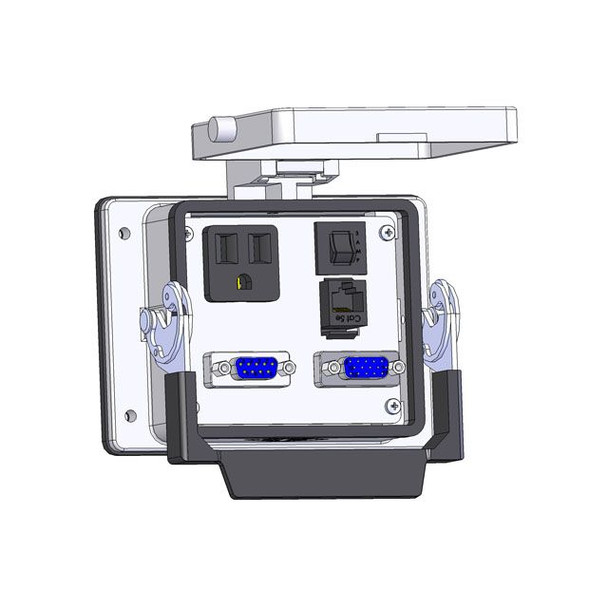 Mencom DP1-DB9-DDB15-RJ45-R-32 Panel Interface Connector with Simplex outlet, DB9, DDB15, RJ45, and a 3amp reset, in a 32 housing | American Cable Assemblies