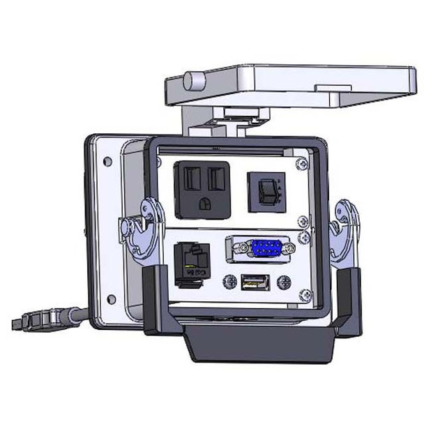 Mencom DP1-DB9-RJ45-USB-03-R-32 Panel Interface Connector with Simplex outlet, DB9, RJ45, USB-03, and a 3amp reset, in a 32 housing | American Cable Assemblies