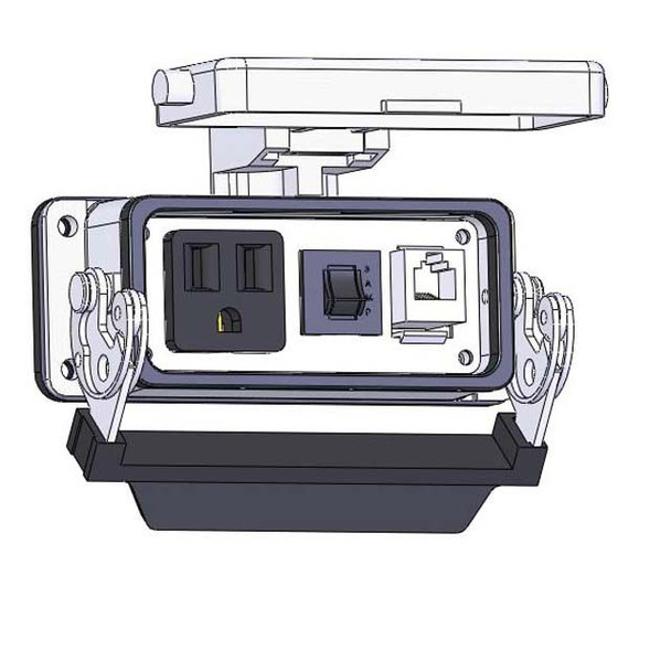 Mencom DP1-RJ11-R-16 Panel Interface Connector with Simplex outlet, RJ11, and a 3amp reset, in a 16LS housing | American Cable Assemblies