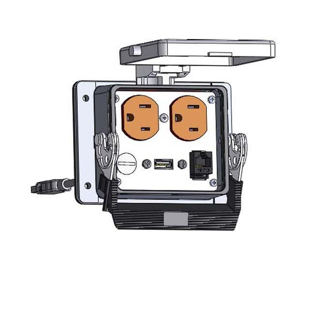 Mencom DP-RJ45-USB-10-32LS Panel Interface Connector with Duplex outlet, RJ45, USB-10, in a 32 housing | American Cable Assemblies