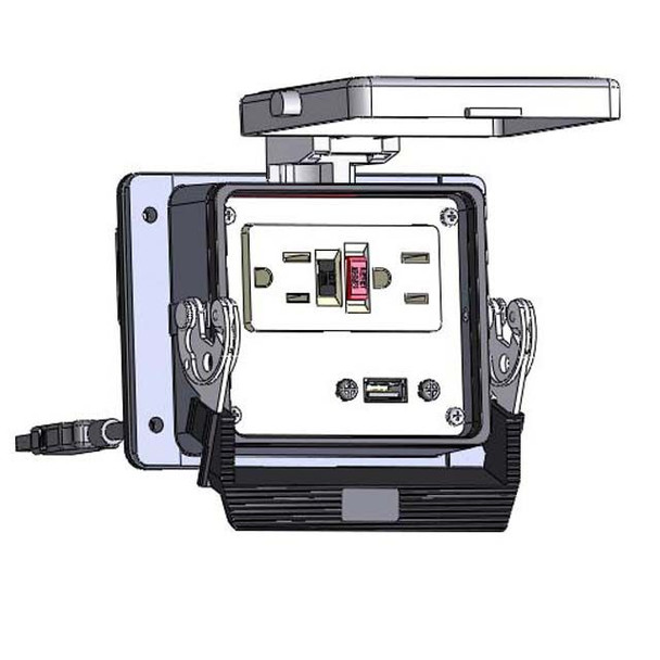 Mencom GF-USB-03-32 Panel Interface Connector with GFCI Duplex outlet, USB-03, in a 32 housing | American Cable Assemblies