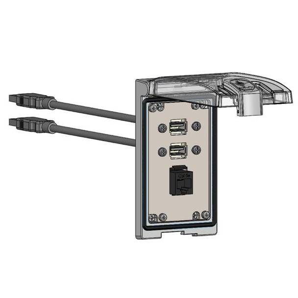 Mencom LP1-RJ45-2USB-03 Low Profile Panel Interface Connector with RJ45, (2) form A USB with 3' Cable in a Single Cover Housing | American Cable Assemblies