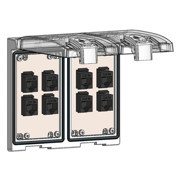 Mencom LP2-8RJ45 Low Profile Panel Interface Connector with (8) RJ45 in a Two-Single Cover Housing | American Cable Assemblies
