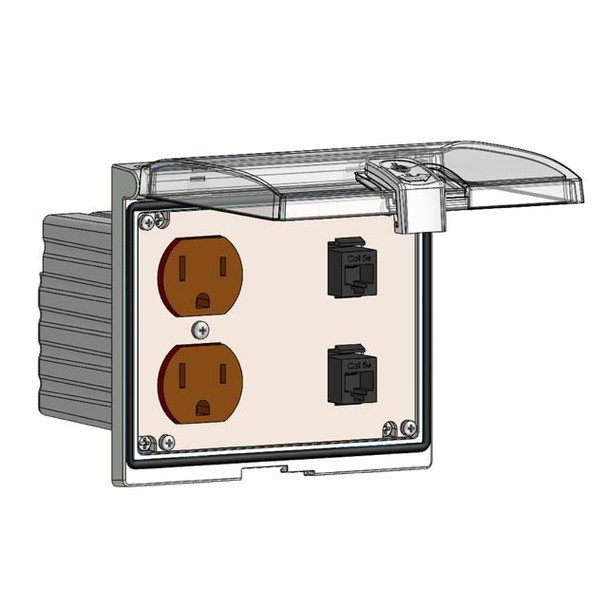 Mencom LP3-DP-2RJ45 Low Profile Panel Interface Connector with Duplex outlet, (2) RJ45 in a Double Cover Housing | American Cable Assemblies